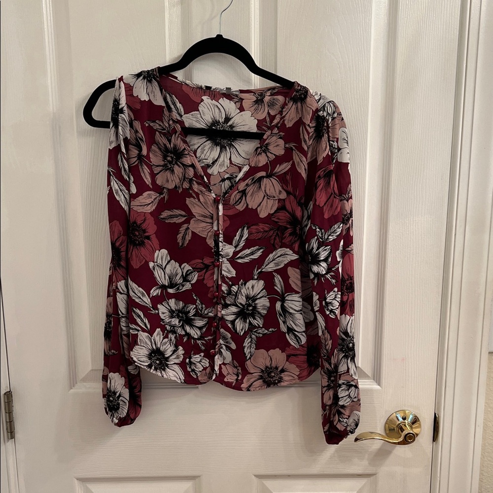 Charlotte Russe Burgundy Floral Blouse